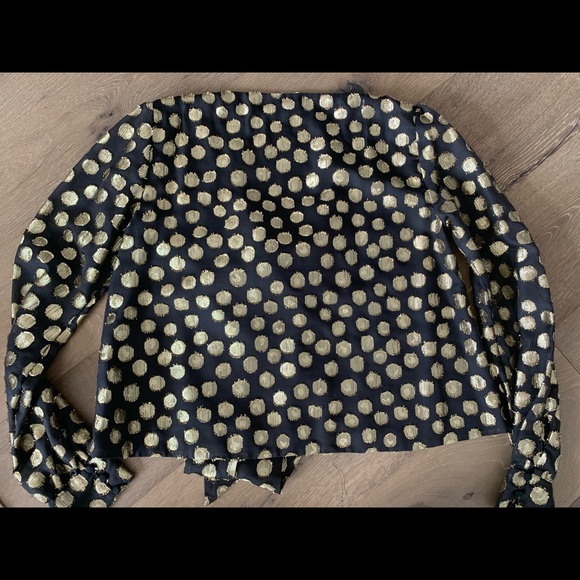 For Love & Lemons Black Lottie Tie Front Blouse M - Picture 3 of 14